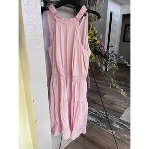 Pink Ruffle Neck Tiered Dress – Size Large